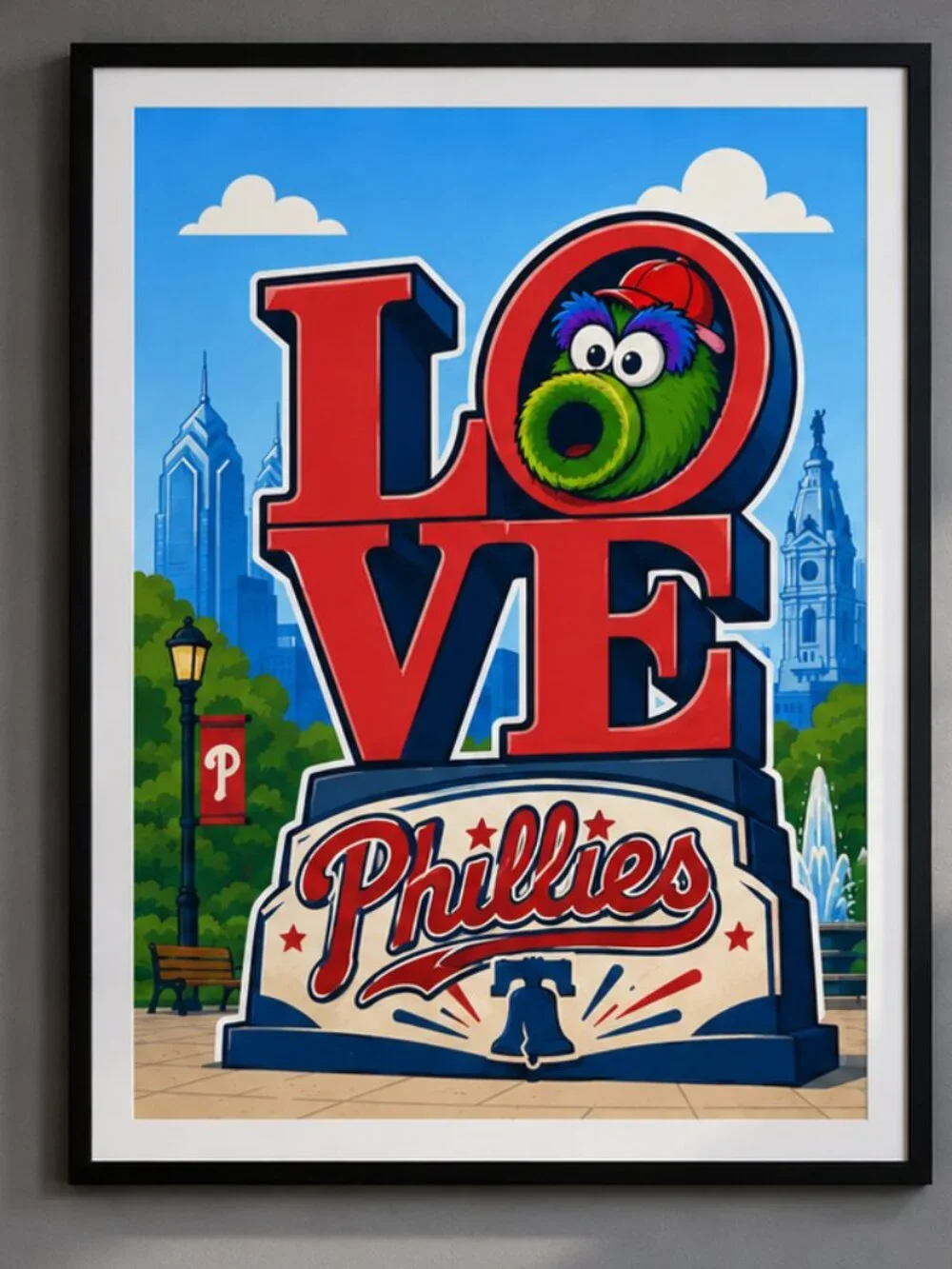 Philadelphia Phillies LOVE Park Phanatic Framed Wall Art | 13x19 Philly Baseball